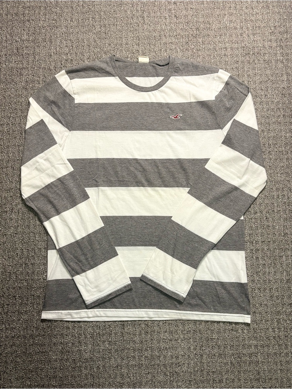 Y2K 2000s style Hollister Grey and White Striped Long Sleeve Tee | $30